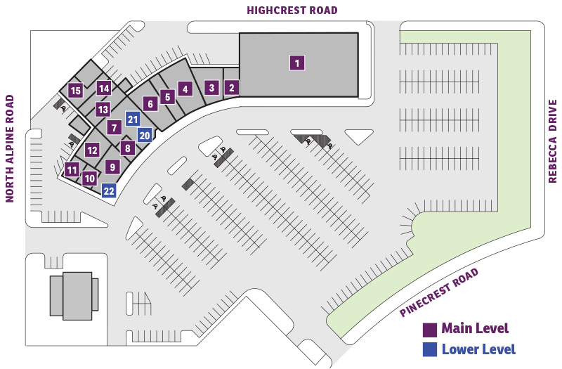 map of Highcrest Shopping center